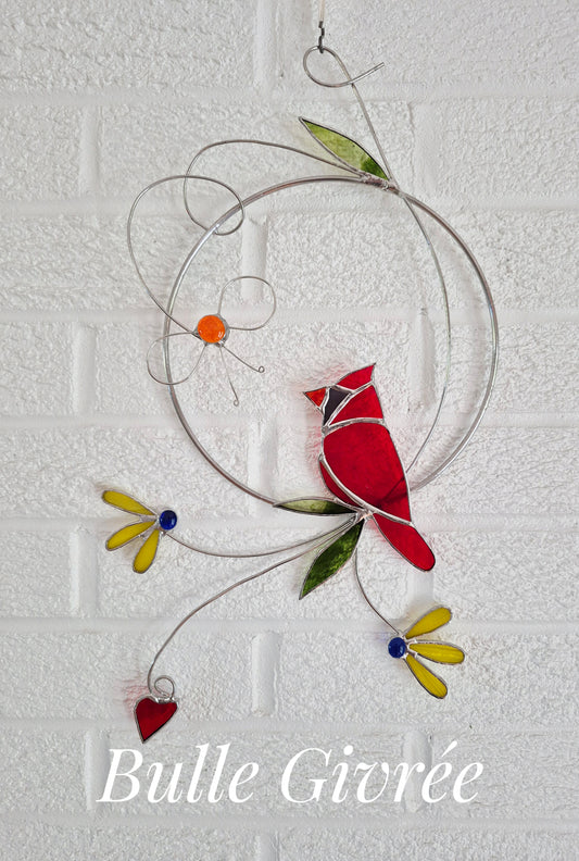 Mobile Cardinal fleurs jaunes