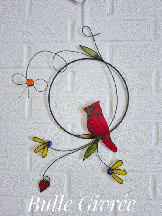 Mobile Cardinal fleurs jaunes