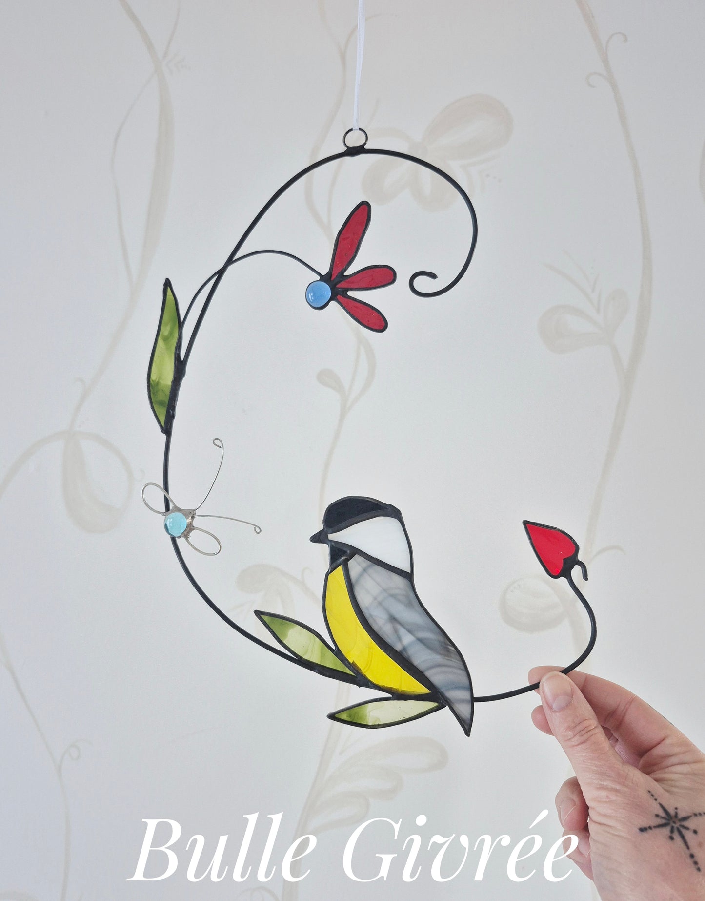 Mobile Mésange jaune  et bibite